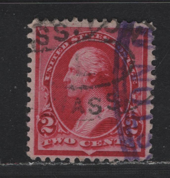 Lot 143 United States (C)SC#220var 2c Bright Carmine, 1890-1893 Small Banknote Issue, A Very Fine Used Single, Very Thin, Highly Translucent Paper, Unlisted In Scott, But Recognized By Specialists.