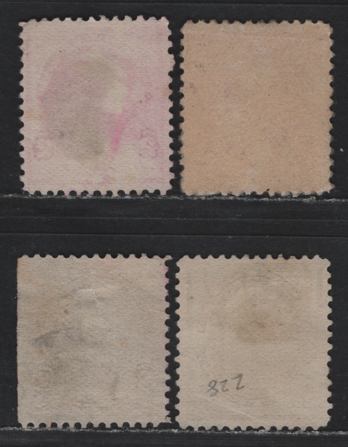 Lot 148 United States (C)SC#220, 225, 228 2c- 30c Carmine - Black, 1890-1893 Small Banknote Issue, 3 Fine Used Singles, Cork & Dumb Cork Cancels