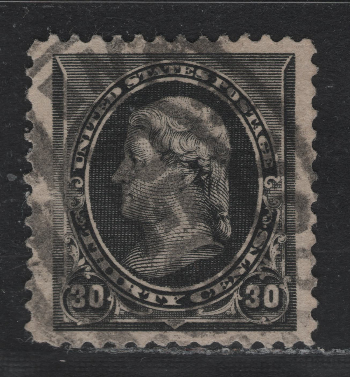 Lot 159 United States SC#228 30c Black, 1890-1893 Small Banknote Issue, A Fine Used Single, Jumbo Margins, Well Centered With Moderate New York Parcel Cancel