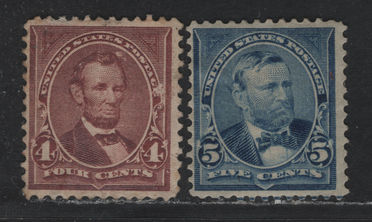 Lot 16 Guam SC#280-281 4c - 5c Rose Brown - Dark Blue, 1897-1905 First Bureau Issue, 2 FOG Singles, Sideways Wmk