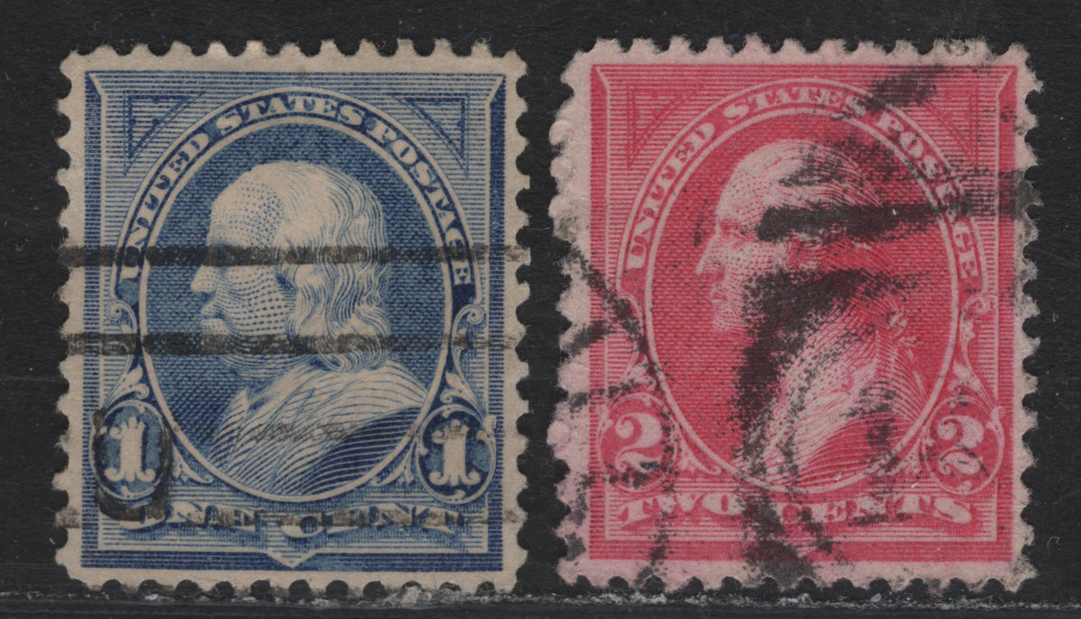 Lot 162 United States (C)SC#246, 248 1c - 2c Ultramarine - Pink, 1894 1st Bureau Issue, 2 Very Fine Used Singles, Type 1, Unwatermarked