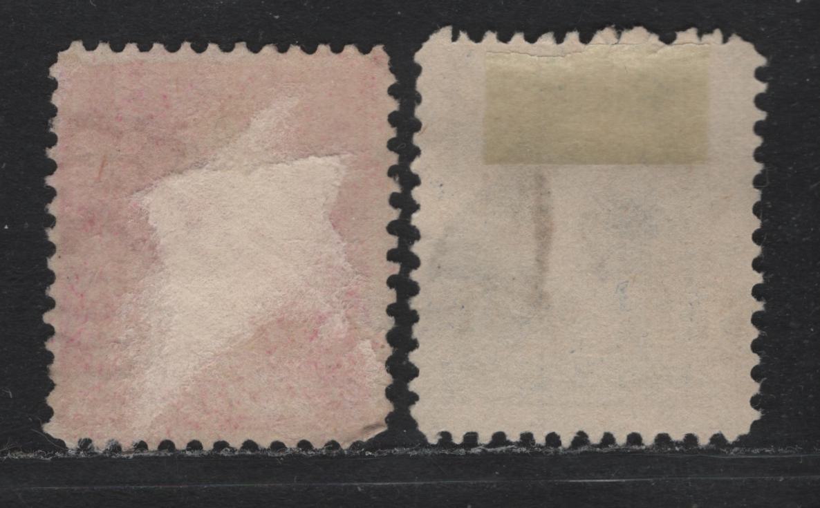 Lot 163 United States SC#246, 252 1c - 2c Ultramarine - Carmine, 1894 1st Bureau Issue, 2 Fine Used Singles, Type 3, Unwatermarked, 1c With Circle Of Wedges Cork Cancel, 2c With Target Cancel.