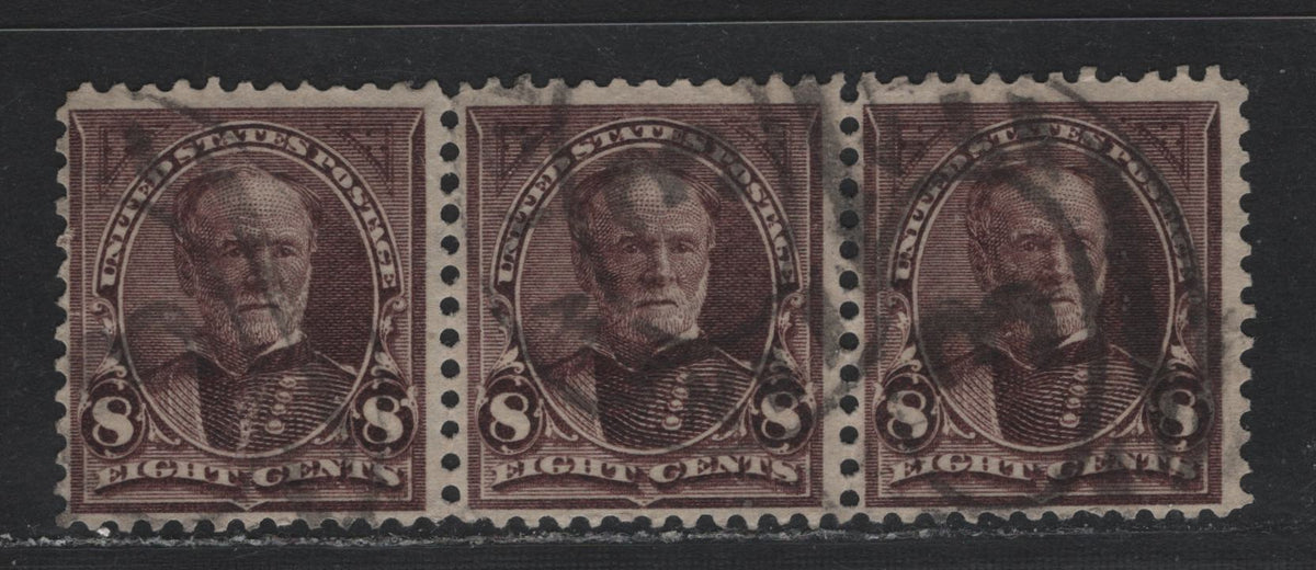 Lot 174 United States (C)SC#272 8c Violet Brown, 1895-1897 1st Bureau Issue, A Fine Used Strip Of 3, Sideways Reversed Wmk