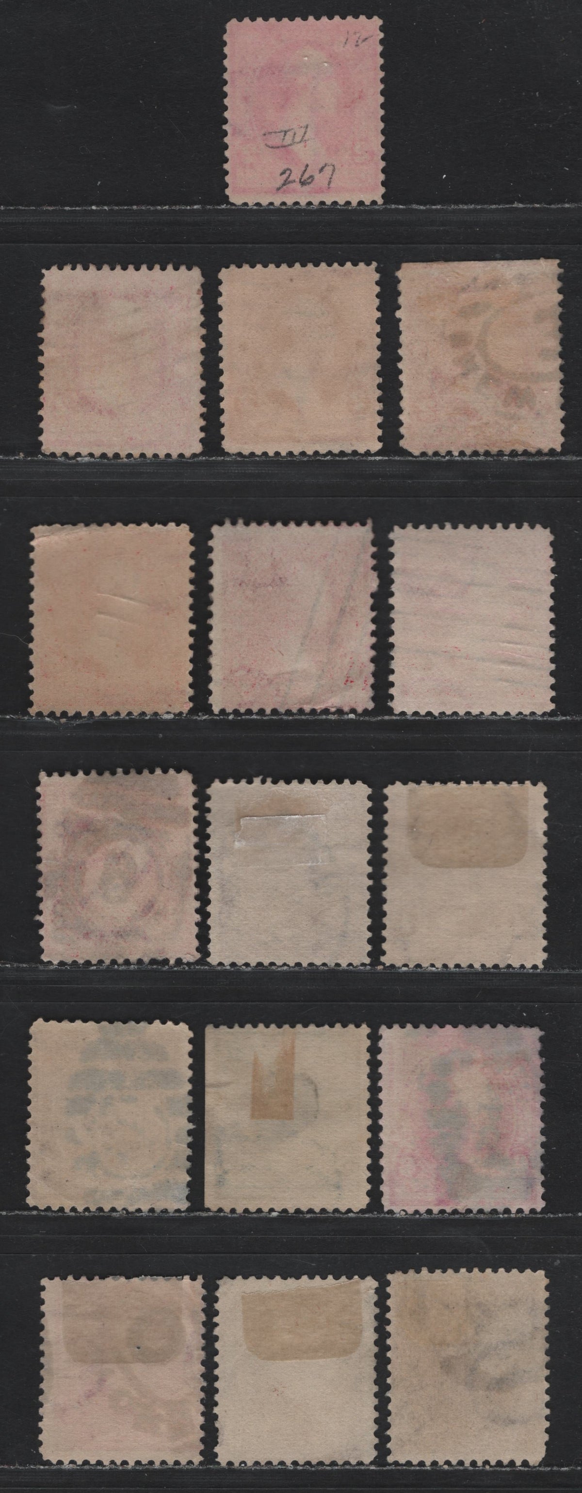 Lot 181 United States (C)SC#279b,be,bf, 280-a, 281-282,a,c, 283 2c - 10c Carmine - Orange Brown , 1897-1903 1st Bureau With New Color Issue, 16 Fine Used Singles, Type 4, Various Shades