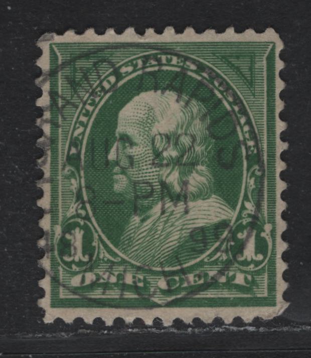Lot 184 United States (C)SC#279 1c Green , 1897-1903 1st Bureau With New Color Issue, A Very Fine Used Single, Reversed Wmk, SON August 22 1899 Grand Rapids Michigan CDS Cancel, Very Scarce.