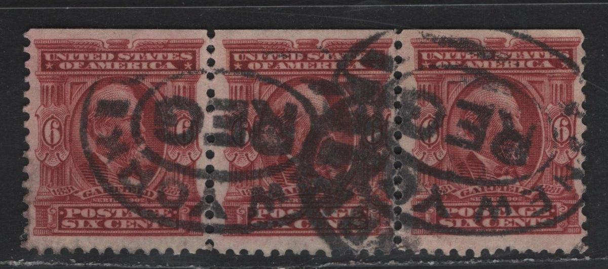 Lot 195 United States (C)SC#305 6c Claret , 1902-1903 2nd Bureau Issue, A Fine Used Strip Of 3, Scarce Used, Upright Wmk, Much Scarcer Than Three Singles.