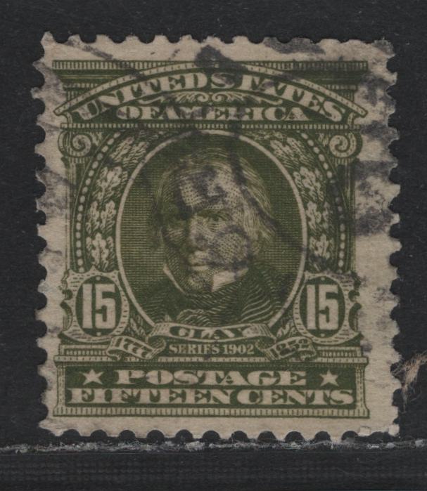 Lot 207 United States SC#309var 15c Olive Green , 1902-1903 2nd Bureau Issue, A Fine Used Single, Second, Sound Example Of The Rare Vertical Wmk, As Lot 206 (Sideways, Inverted & Reversed)