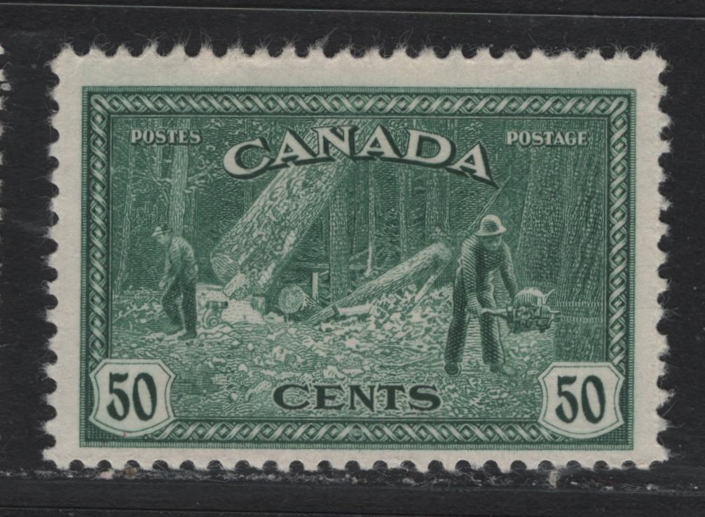 Lot 216 Canada #272 50c Light Blue Green , 1946 KGVI Peace Issue, A FNH Single, CBN-VVVVV Paper, Perf 11.8x11.9