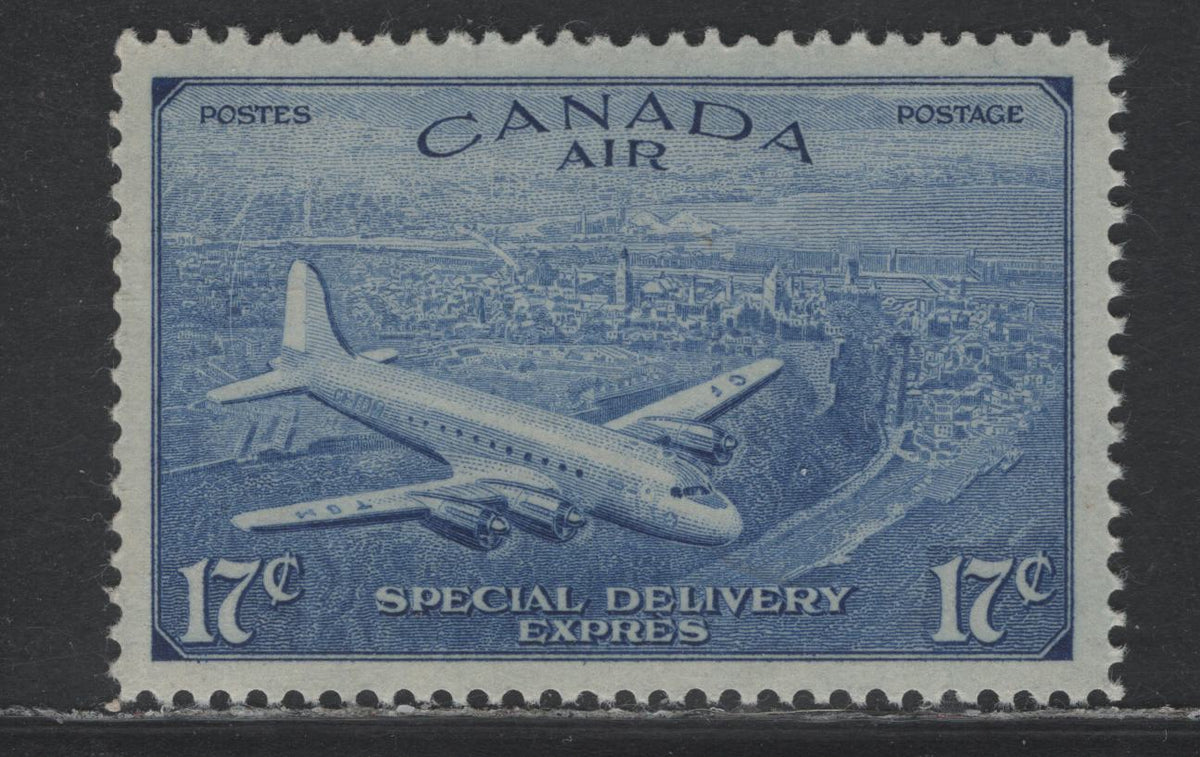 Lot 230 Canada #CE4 17c Deep Ultramarine , 1946 KGVI Peace Issue, A VFNH Single, CBN-TTTTTTTT Paper, Perf 12x11.9