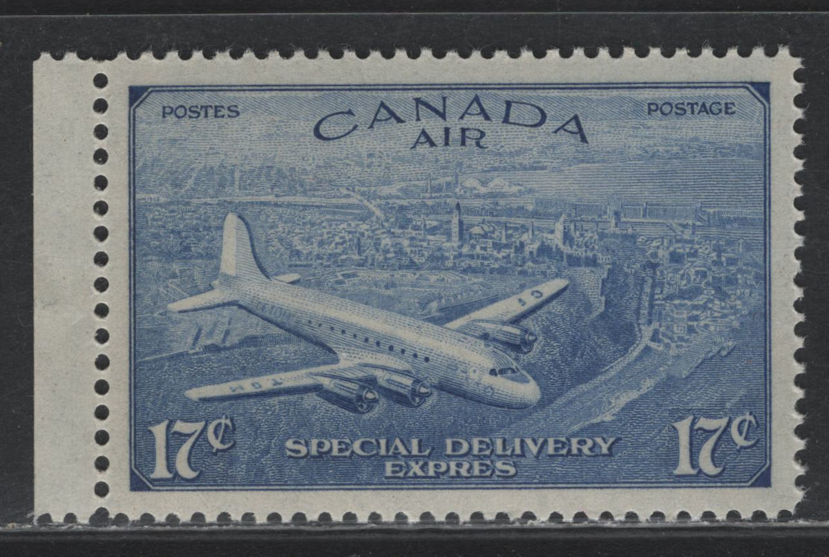 Lot 232 Canada #CE4 17c Deep Dull Ultramarine , 1946 KGVI Peace Issue, A VFNH Single, CBN-VVVVVVVV Paper, Perf 12x11.9