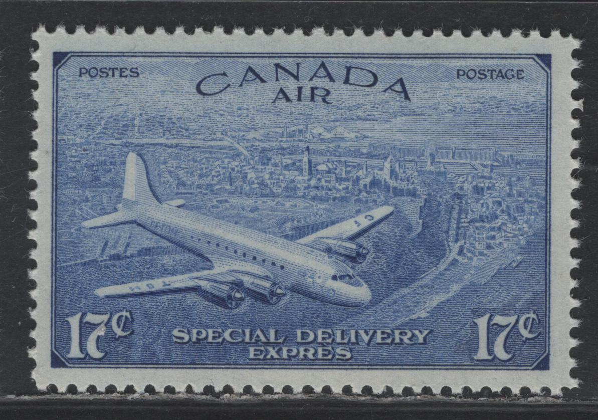 Lot 235 Canada #CE4 17c Pale Bright Ultramarine , 1946 Airmail Special Delivery Issue, A VFNH Single, CBN-TTTTTTTT Paper, Perf 11.9