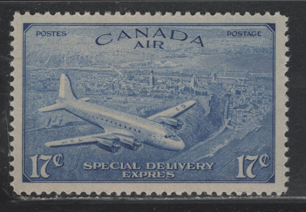 Lot 237 Canada #CE4 17c Dull Soft Ultramarine , 1946 Airmail Special Delivery Issue, A VFNH Single, CBN-WWWWWWWW Paper, Perf 12x11.9
