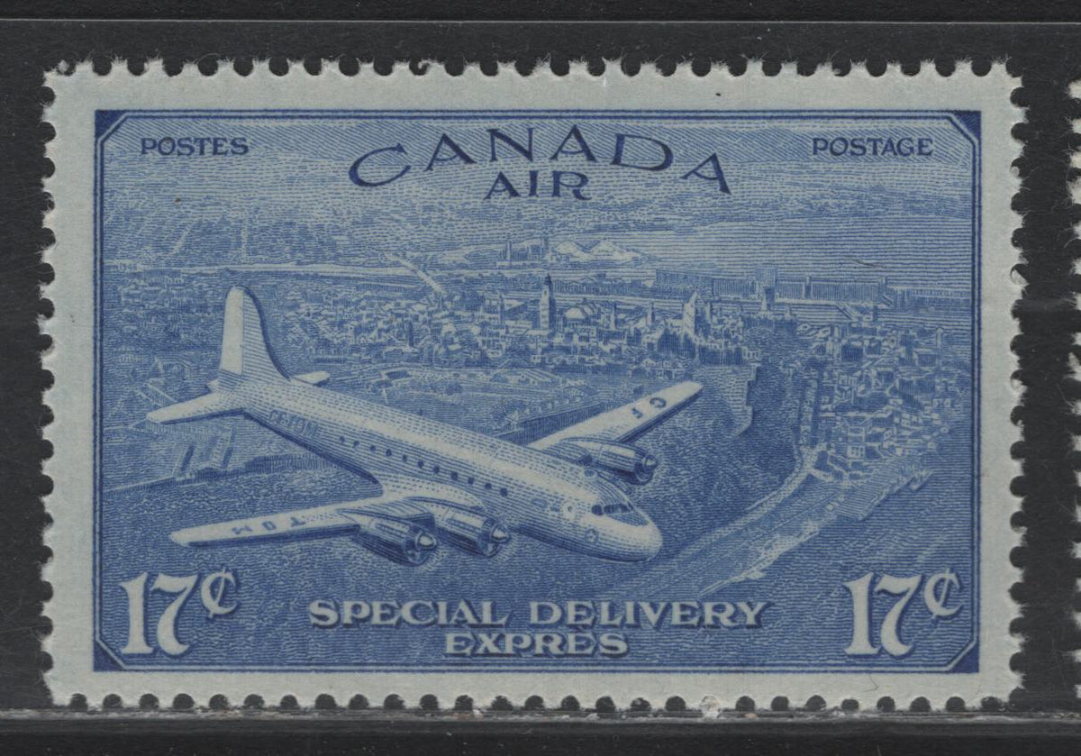 Lot 238 Canada #CE4 17c Bright Ultramarine , 1946 Airmail Special Delivery Issue, A VFNH Single, CBN-WWWWWWWW Paper, Perf 11.9x12