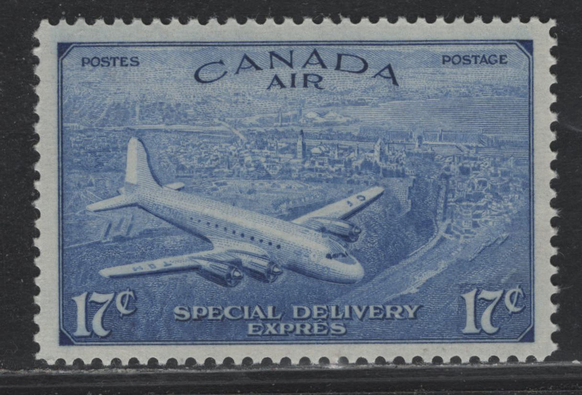 Lot 243 Canada #CE3 17c Ultramarine , 1946 Airmail Special Delivery Issue, A VFNH Single, CBN-XXXXXXXX Paper, Perf 11.9