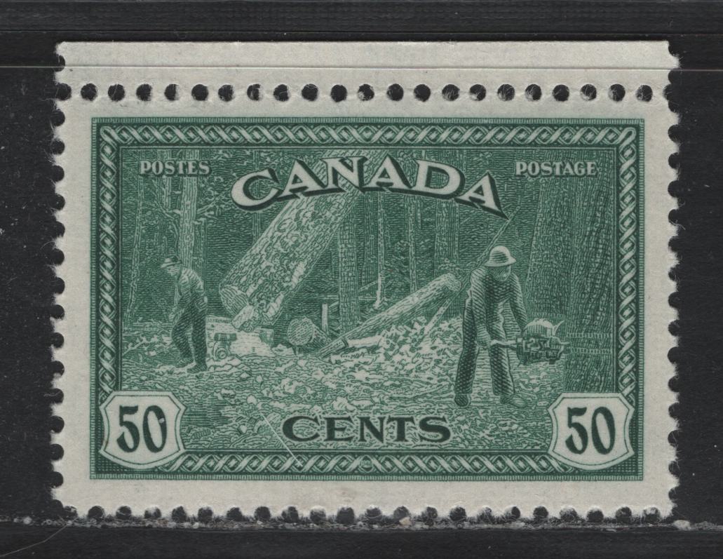 Lot 251 Canada #272 50c Blue Green , 1946 KGVI Peace Issue, A VFNH Single, CBN-SSSSSSSS Paper, Perf 12