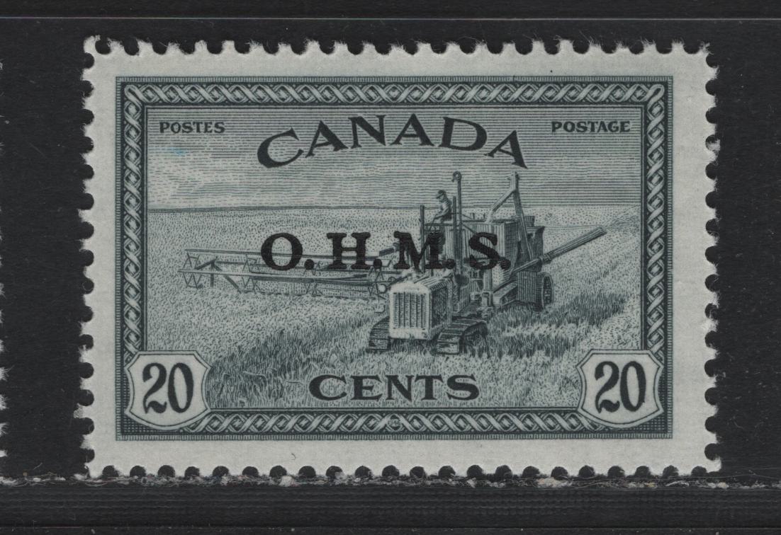 Lot 256 Canada #O8 20c Slate , 1949-1950 Overprinted Peace Issue, A VFNH Single, OHMS Overprint, CBN-UUUUU Paper, Perf 11.9.