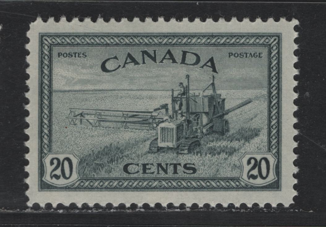 Lot 262 Canada #271 20c Greenish Slate , 1946 KGVI Peace Issue, A VFNH Single, CBN-JJJJJJJJ Paper, Perf 12x11.9
