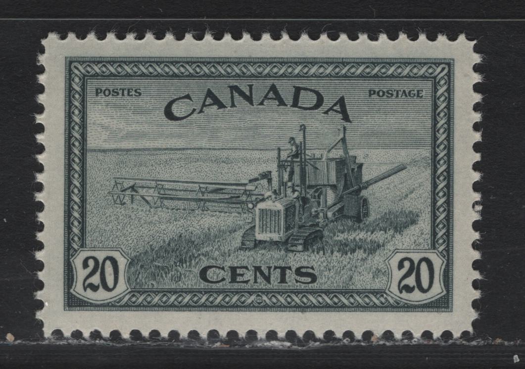 Lot 264 Canada #271 20c Greenish Slate , 1946 KGVI Peace Issue, A VFNH Single, CBN-SSSSS Paper, Perf 11.9