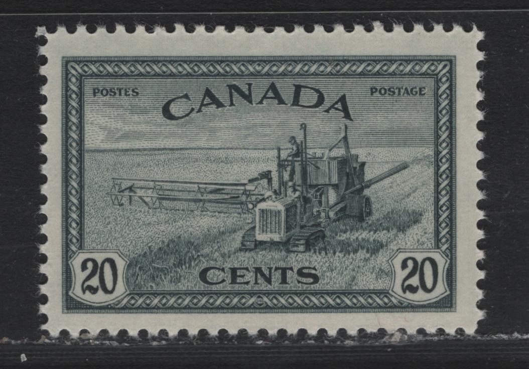 Lot 265 Canada #271 20c Greenish Slate , 1946 KGVI Peace Issue, A VFNH Single, CBN-SSSSS Paper, Perf 11.9