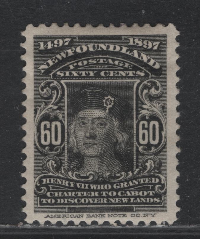 Lot 276 Newfoundland #74 60c Black, 1897 Discovery Of Newfoundland Issue, A VFOG Single On Horizontal Wove Paper, Light Gum Bend At Top