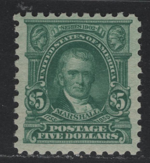 Lot 53 United States SC#480 $5 Light Blue Green , 1917 Reissue Second Bureau Issue, A VFNH Single, Perf 10, Unwatermarked, With Certificate (1999PF).