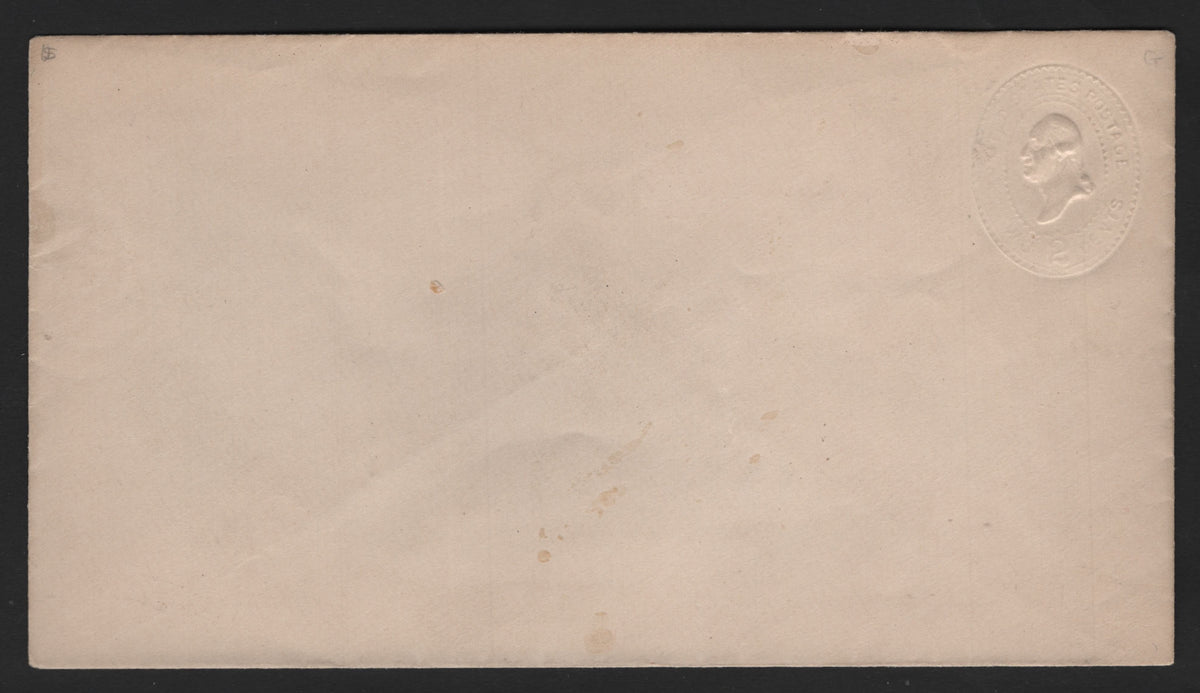 Lot 66 United States SC#U311var 2c Albino, 1887-1894 2nd Plimpton Issue, A Fine Used Commercial Envelope, Albino Impression, Size 3 Commercial Envelope (6 and 5/16inches x 3.5inches), Wmk 8, Rounded Knife.