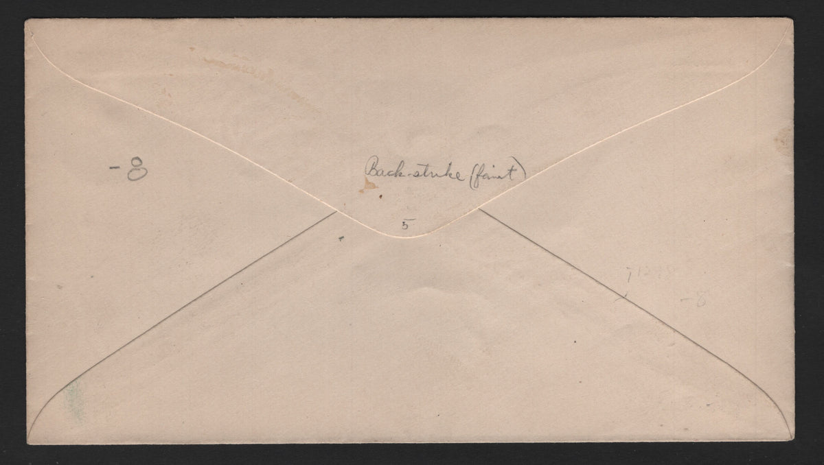 Lot 66 United States SC#U311var 2c Albino, 1887-1894 2nd Plimpton Issue, A Fine Used Commercial Envelope, Albino Impression, Size 3 Commercial Envelope (6 and 5/16inches x 3.5inches), Wmk 8, Rounded Knife.
