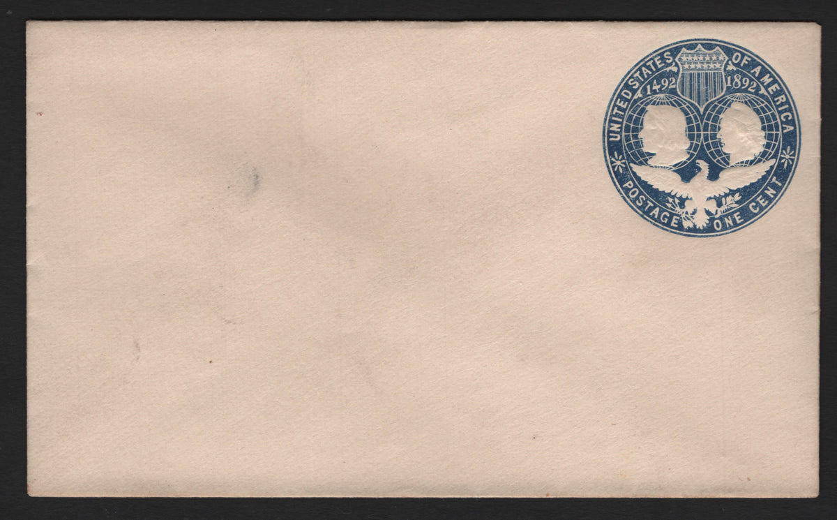 Lot 71 United States SC#U348 1c Dark Blue, 1893 Columbian Exposition Issue, A Very Fine Used Note Sized Envelope, Die 3 (No Period After Cent & America & Meridian Behind Columbus' Head), Size 1 (5.5x3.5 inch), Cream Paper, Wmk 11.