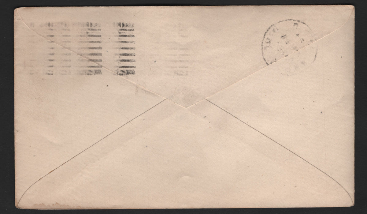 Lot 82 United States SC#U349 2c Purple, 1893 Columbian Exposition Issue, A Very Fine Used Envelope, Die 1, Commercial Size 3, With Hischl & Bendheim Corner Card, Sent To Akron Smoking Pipe Co On June 29 1894, St Louis Mo Machine Cancel.