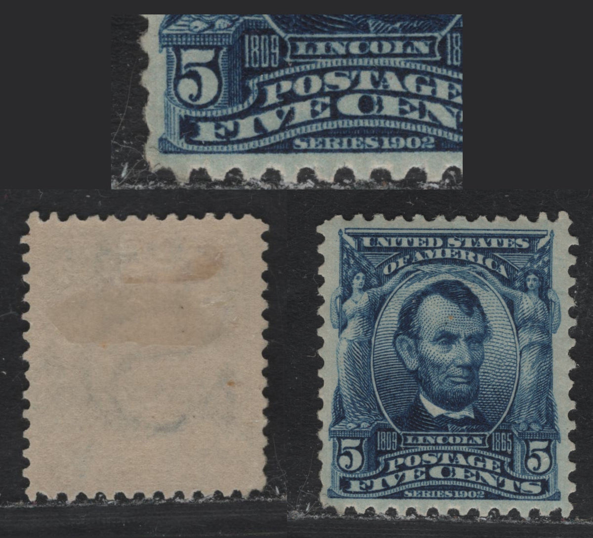 Lot 35 United States SC#304var 5c Blue , 1902-1903 2nd Bureau Issue, A VFOG Single, Showing Minor Double Transfer In Lower Left Corner, Doublding Of Vertical Shading Lines & The 'f' Of Five, Normal Wmk.