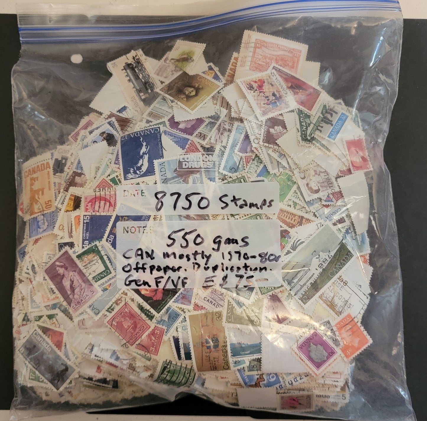 Lot 507 Canada - 550 Grams Of Used Off Paper Mix, Approximately 8750 Stamps, Mostly 1950's To 1980's, Generally F/VF, Duplication To Be Expected