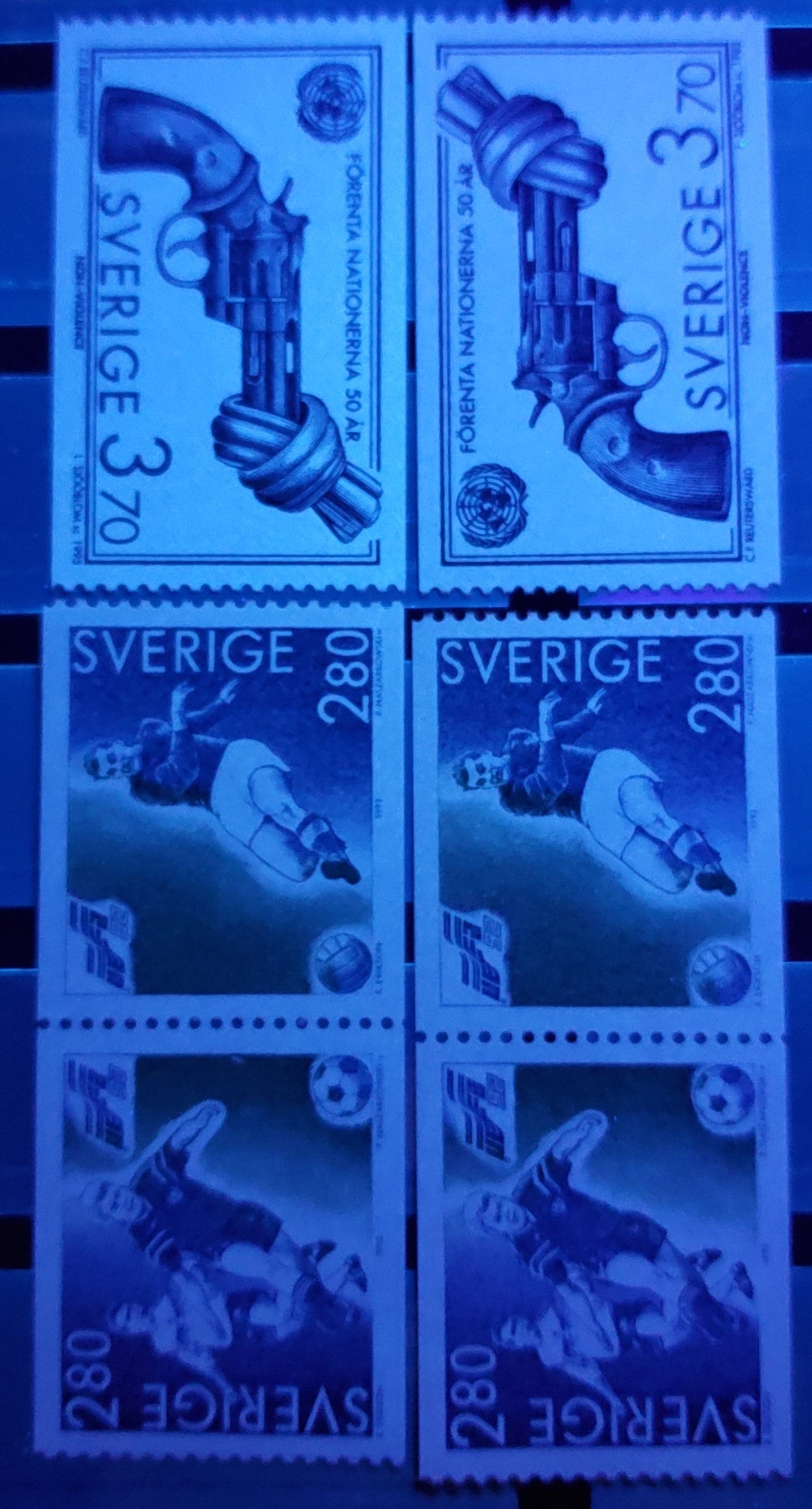 Sweden SC#1941/2132 1992 European Soccer Championships - 1995 50th Anniversary Of UN Issues, On DF and NF Papers, 2 VFNH Singles And Two Coil Pairs, Click on Listing to See ALL Pictures, Estimated Value $10