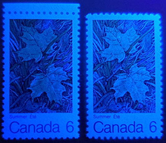 Canada #536var 6c Multicolored Summer, 1971 Maple Leaves, A VFNH Single On Unlisted HB12/HB11 Horizontal Wove Paper