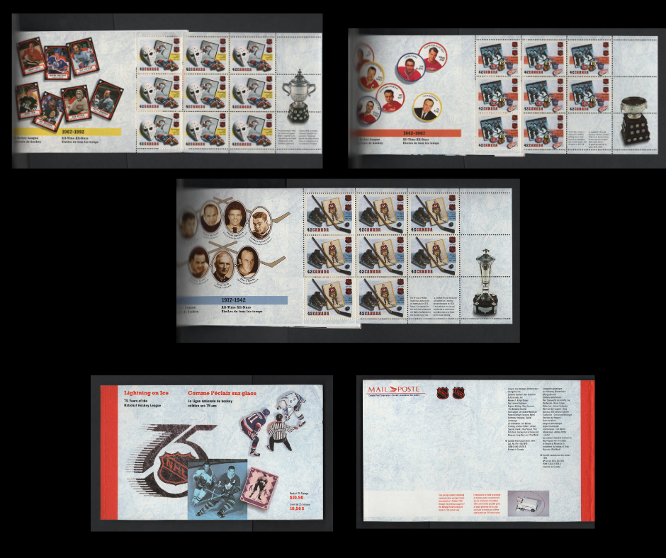 Canada #BK148 42c Multicoloured The Early Years - The Expansion Years, 1992 NHL Issue, A VFNH Prestige Booklet All Panes on DF1/DF1 Harrison Paper, With Spotty PVA Gum, HB Covers & Pages