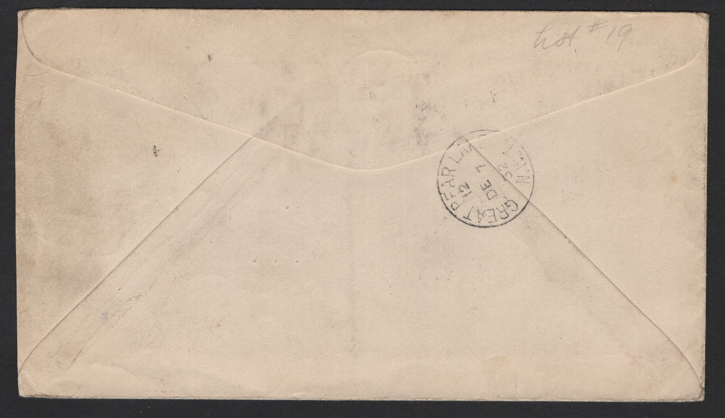 Lot 227 Canada (C) #AAMC#3247b 6c on 5c - 2c Brown King George V - Winged Figures & Globe, 1930-1931 Arch/Leaf & Airmail Issues, A Very Fine Used Cover, Franked With #166 & #C3, RAE To Great Bear Lake Flight Dec. 7 1932