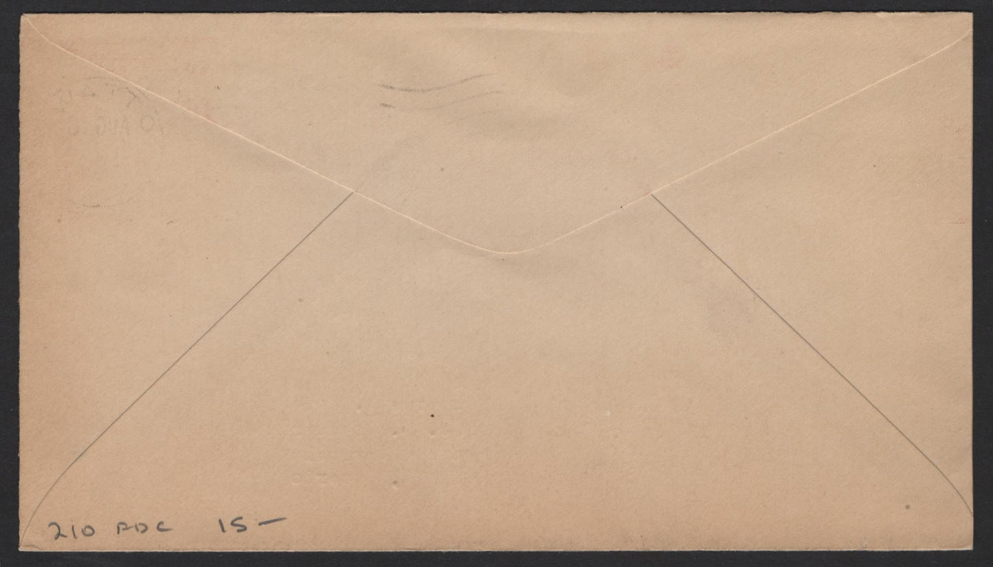 Lot 239 Canada (C) #210 2c Red Brown New Brunswick Seal, 1934 New Brunswick Issue, A Fine Used Cover, Mild Toning