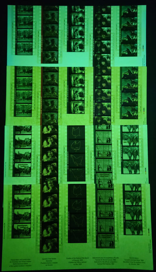 Canada  #1615-1616 45c Multicoloured L'arrivee d'un train en gare - The Grey Fox, 1996 Cinema in Canada Issue, 4 VFNH Souvenir Sheets Of 5 With Strong & Weak Tagging