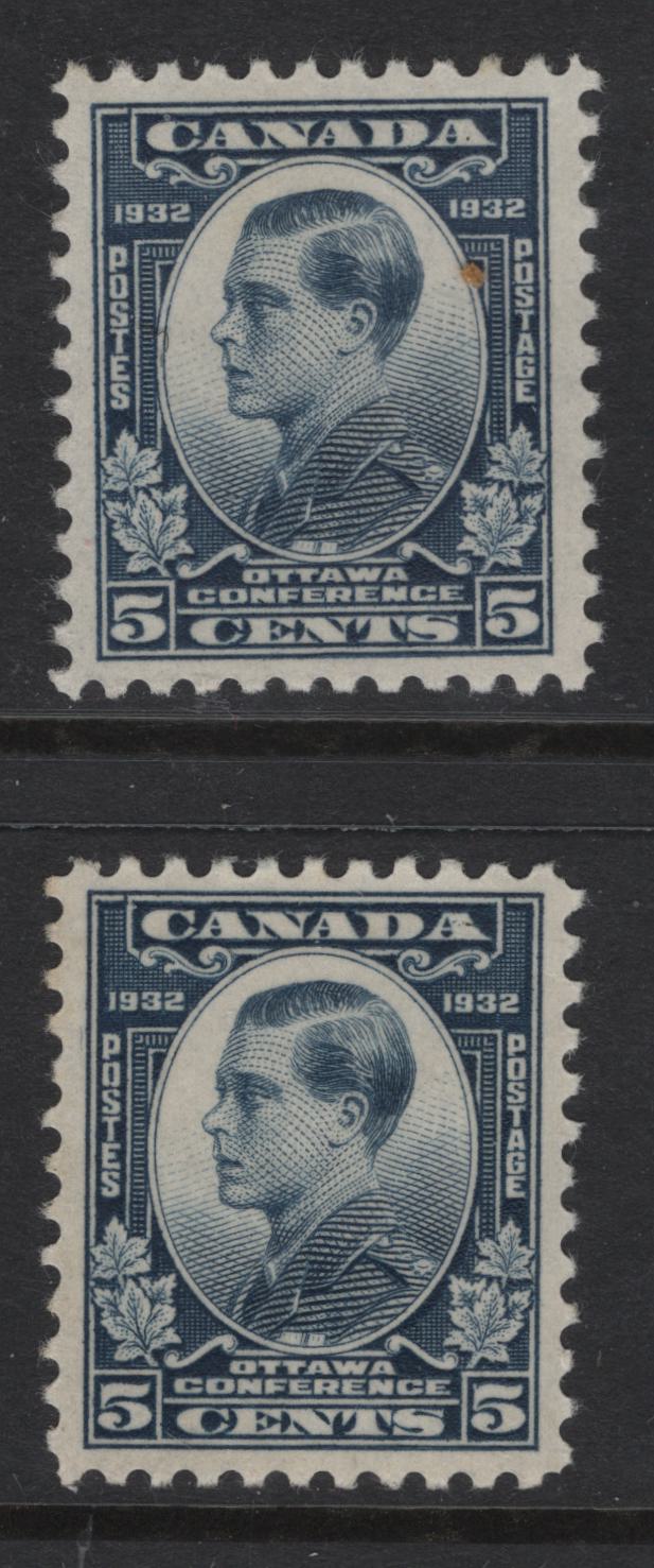 Lot 266 Canada (C) #193 5c Steel Blue Prince of Wales, 1932 Imperial Economic Conference Issue, 2 VFOG Singles, Paper BABN-D, Perfs 10.8 & 10.75x10.8, Design Size 17.9x22.
