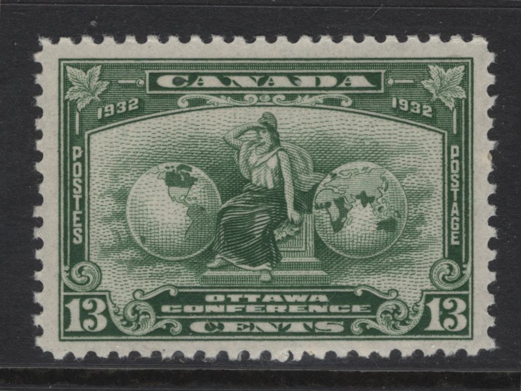Lot 267 Canada (C) #194 13c Green Britannia, 1932 Imperial Economic Conference Issue, A VFNH Single, Paper BABN-H, Perf 10.9x10.7, 34.5x23.4mm Design.