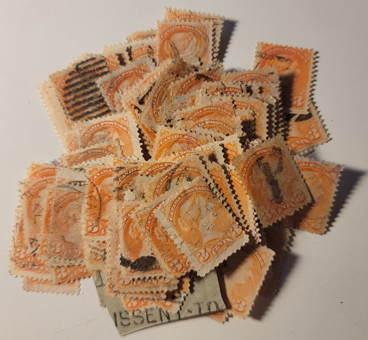 Lot 276 Canada #41 3c Vermillion Queen Victoria, 1888-1897 Small Queen Issue, 180 Ungraded Singles, Damaged Examples, Different Paper Types & Shades, Ideal For Study