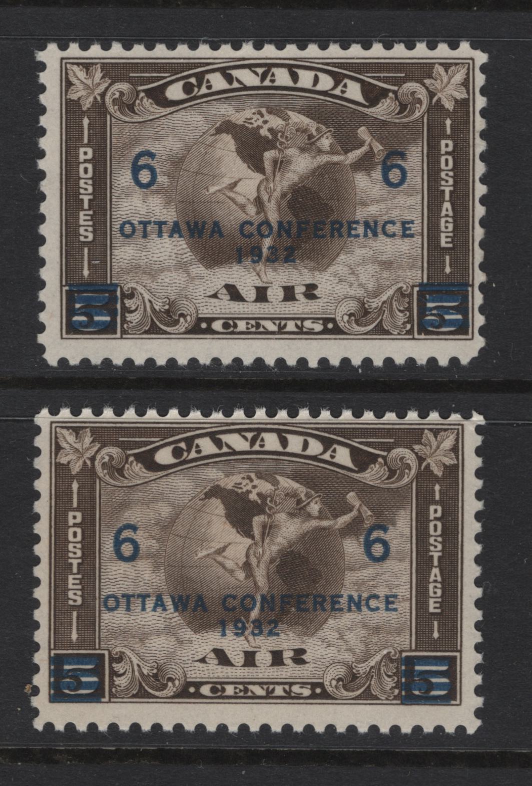 Lot 277 Canada #C4 6c on 5c Deep Olive Brown - Olive Brown Mercury With Scroll & Globe, 1932 Airmail Issue, A FNH Single, Paper BABN-EE, Perf 10.85x10.8