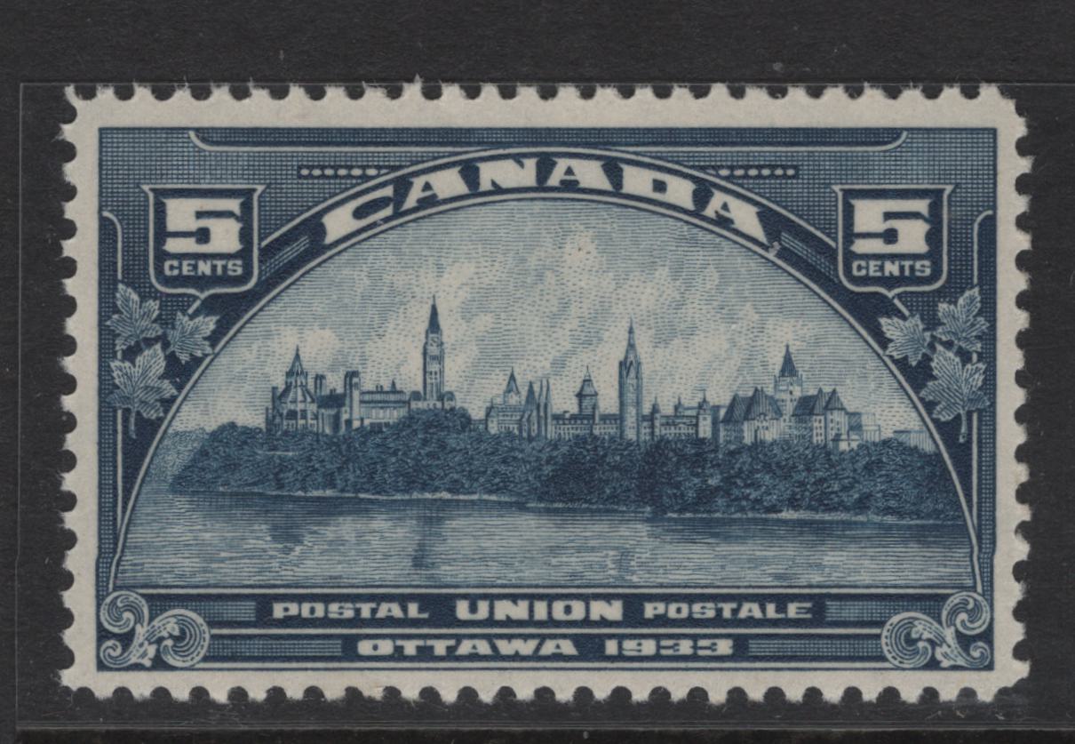 Lot 280 Canada #202 5c Dull Prussian Blue Parliament Buildings, 1933 UPU Meeting Issue, A VFNH Single, Paper BABN-EE, Perf 10.85x10.8