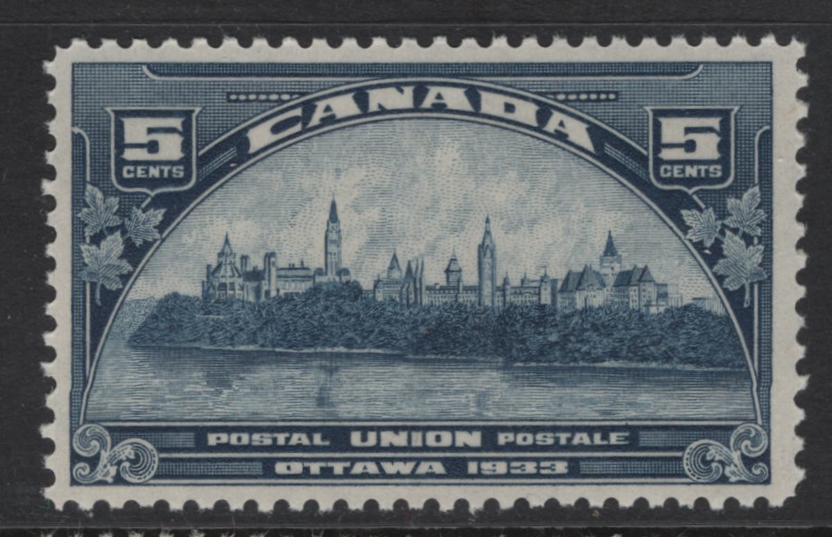 Lot 281 Canada #202 5c Dull Blue Parliament Buildings, 1933 UPU Meeting Issue, A VFNH Single, Paper BABN-D, Perf 10.9x10.8