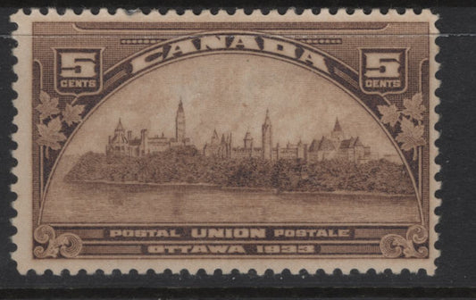 Lot 288 Canada (C)  #202var 5c Brown Parliament Buildings, 1933 UPU Meeting Issue, A Fine Unused Single, An Interesting Color Changeling, Ink Color Has Been Changed From Blue To Brown, Interesting Novelty.