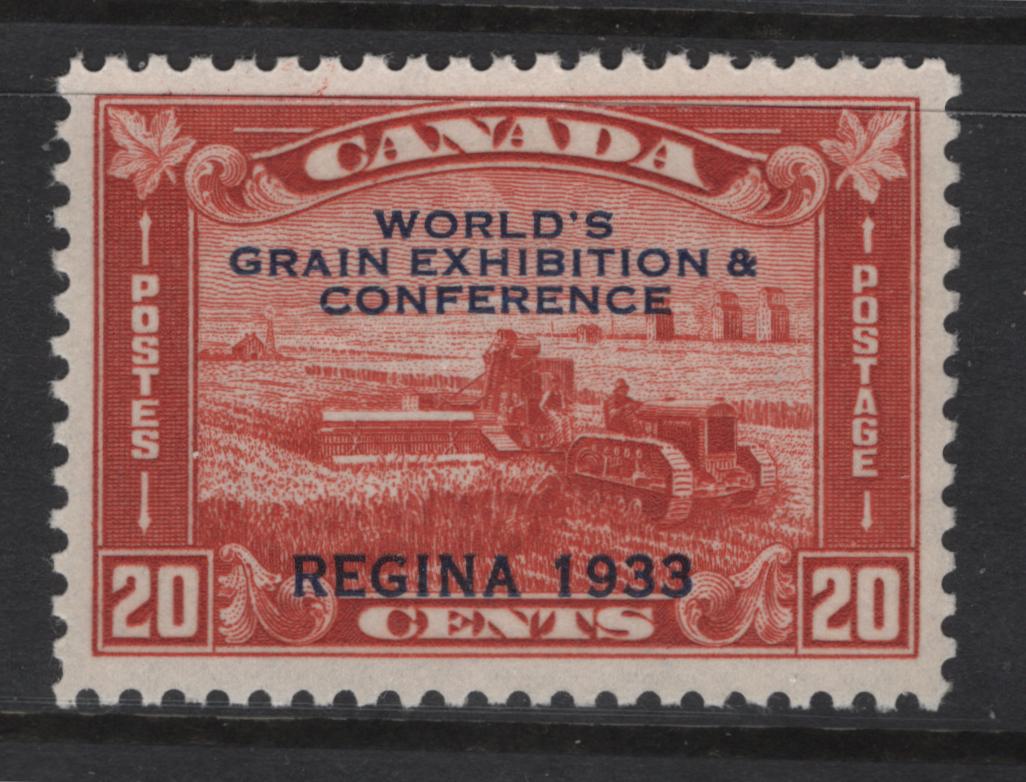 Lot 289 Canada (C)  #203 20c Deep Brownish Vermillion Harvesting Wheat, 1933 Grain Exhibition Issue, A VFNH Single, Paper BABN-D, Perf 10.85