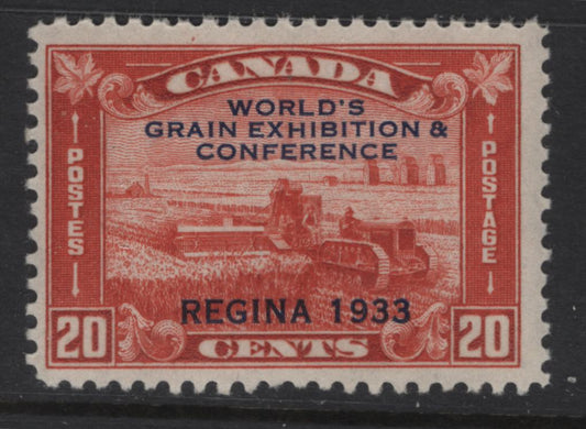 Lot 297 Canada (C)  #203 20c DeepVermillion Harvesting Wheat, 1933 Grain Exhibition Issue, A FOG Single, Paper BABN-F, Perf 10.9x10.8