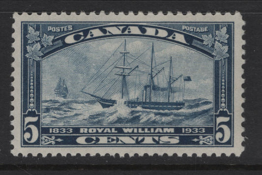 Lot 298 Canada (C)  #204 5c Dull Blue Royal William, 1933 Royal William Issue, A VFNH Single, Paper BABN-D, Perf 10.8x10.9