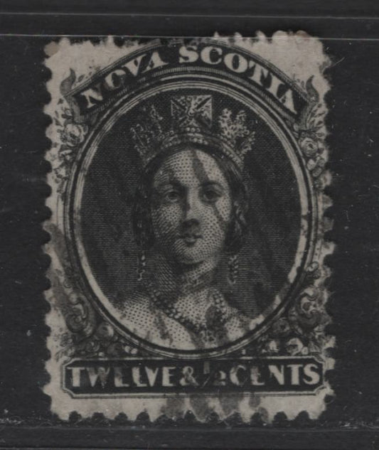 Lot 303 Nova Scotia #13a 12.5c Black Queen Victoria, 1860-1867 Cents Issue, A VG Used Single On White Paper, Perf. 12