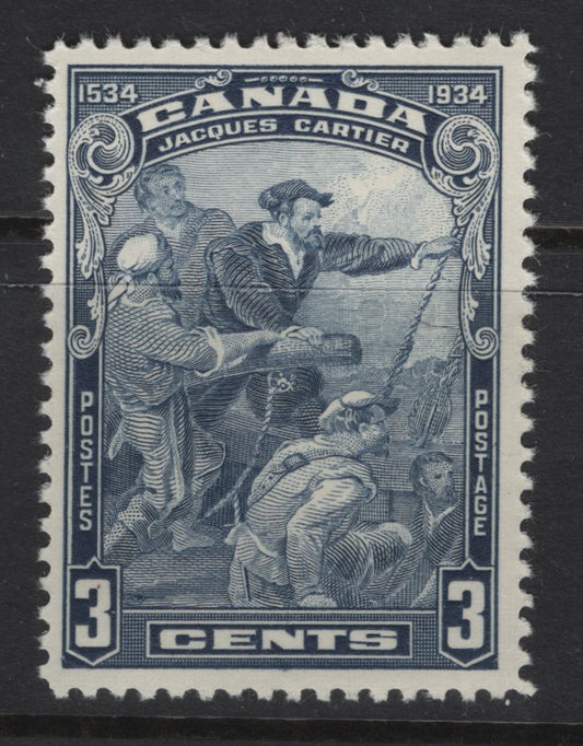 Lot 303 Canada #208 3c Dull Blue Jacques Cartier, 1934 Jacques Cartier Issue, A VFNH Single, Paper BABN-HH, Perf 10.9x10.8