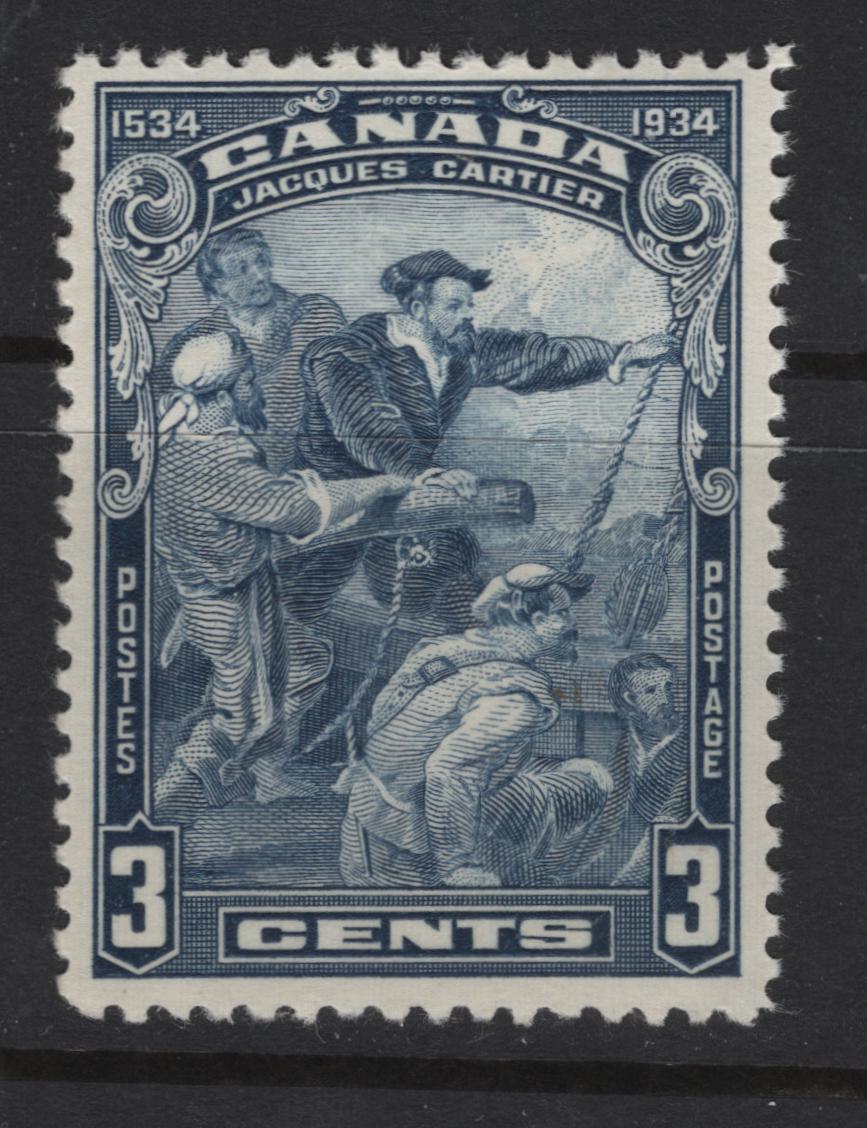 Lot 306 Canada (C)  #208 3c Blue Jacques Cartier, 1934 Jacques Cartier Issue, A VFNH Single, Paper BABN-GG, Perf 10.9x10.8
